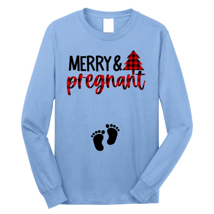 Merry And Bright Pregnant Christmas Pregnancy Announcet Funny Gift Long Sleeve Shirt