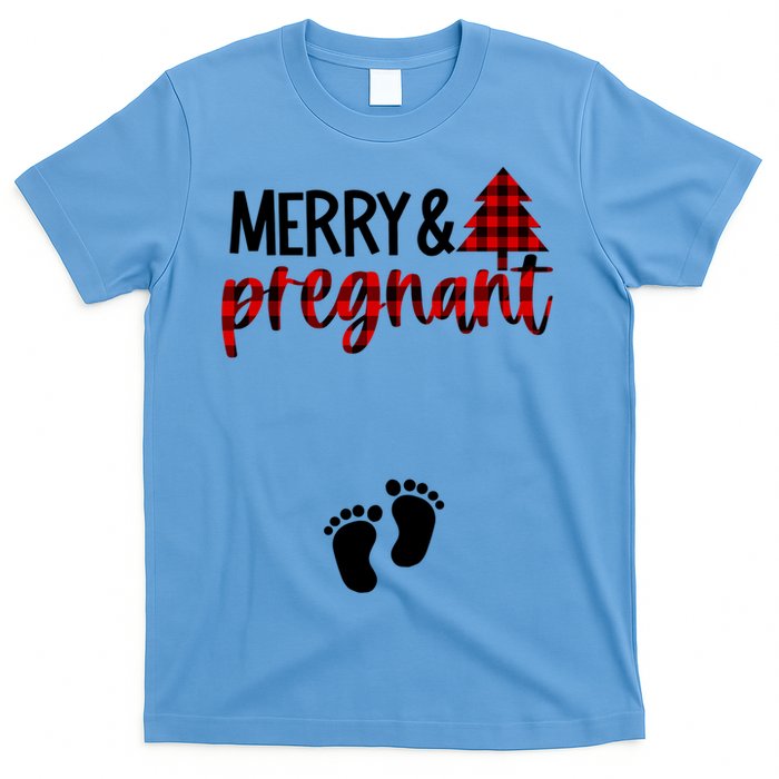 Merry And Bright Pregnant Christmas Pregnancy Announcet Funny Gift T-Shirt