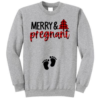 Merry And Bright Pregnant Christmas Pregnancy Announcet Funny Gift Sweatshirt