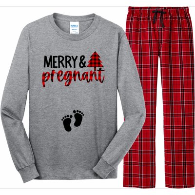 Merry And Bright Pregnant Christmas Pregnancy Announcet Funny Gift Long Sleeve Pajama Set