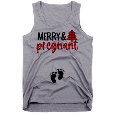 Merry And Bright Pregnant Christmas Pregnancy Announcet Funny Gift Tank Top