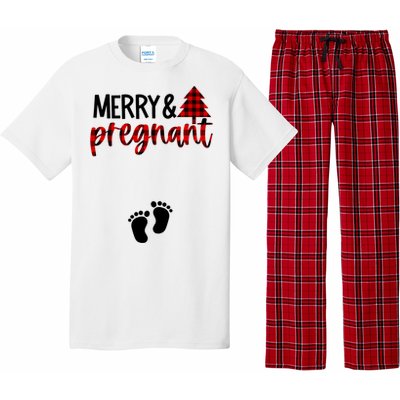 Merry And Bright Pregnant Christmas Pregnancy Announcet Funny Gift Pajama Set