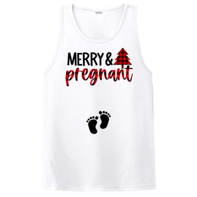 Merry And Bright Pregnant Christmas Pregnancy Announcet Funny Gift PosiCharge Competitor Tank