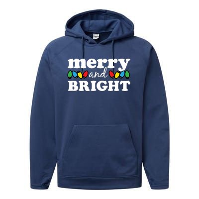 Merry And Bright Christmas Lights Hoodie Performance Fleece Hoodie