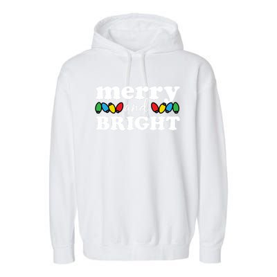 Merry And Bright Christmas Lights Hoodie Garment-Dyed Fleece Hoodie