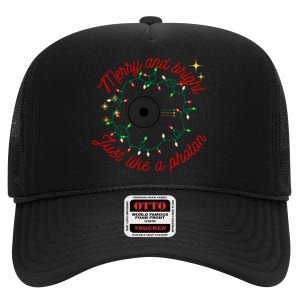 Merry And Bright Just Like A Photon Physics Christmas High Crown Mesh Back Trucker Hat