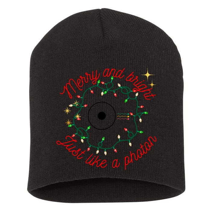 Merry And Bright Just Like A Photon Physics Christmas Short Acrylic Beanie