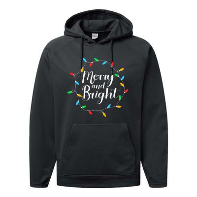 Merry And Bright Christmas Lights Performance Fleece Hoodie