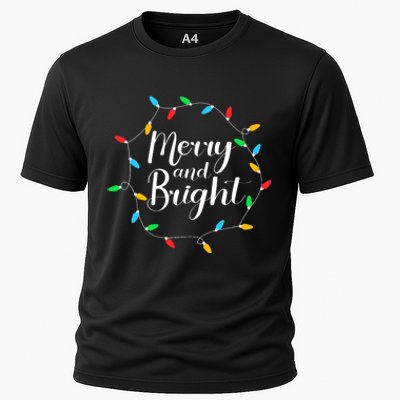 Merry And Bright Christmas Lights Cooling Performance Crew T-Shirt