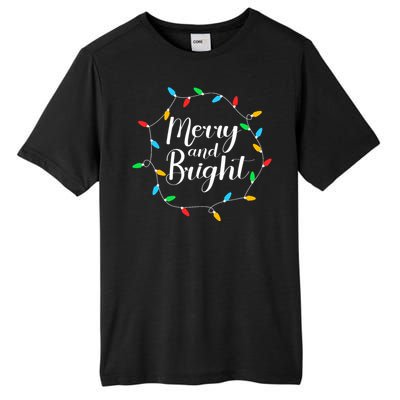 Merry And Bright Christmas Lights Tall Fusion ChromaSoft Performance T-Shirt