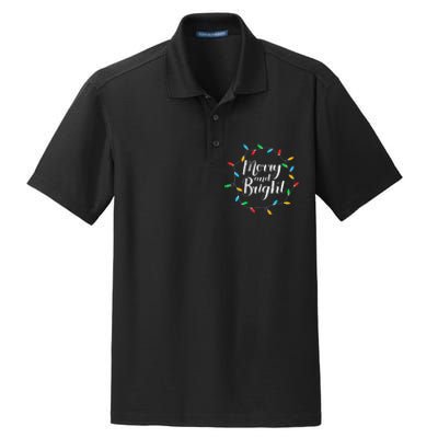 Merry And Bright Christmas Lights Dry Zone Grid Polo