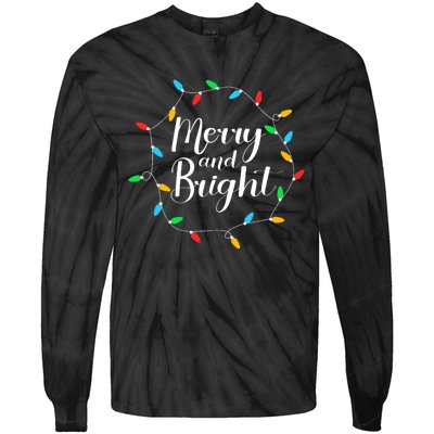 Merry And Bright Christmas Lights Tie-Dye Long Sleeve Shirt