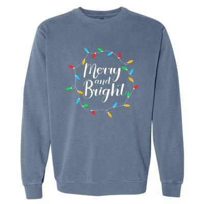 Merry And Bright Christmas Lights Garment-Dyed Sweatshirt