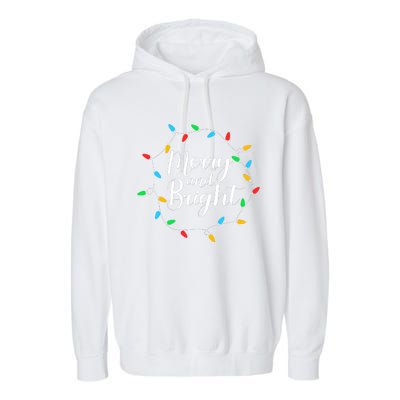 Merry And Bright Christmas Lights Garment-Dyed Fleece Hoodie