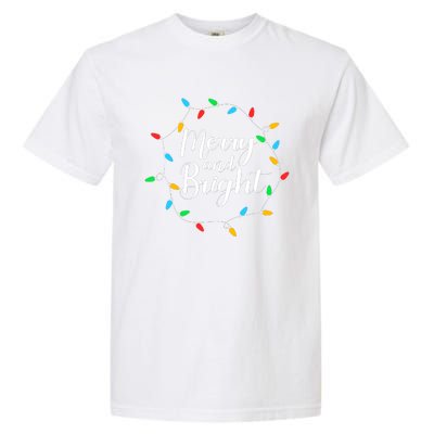 Merry And Bright Christmas Lights Garment-Dyed Heavyweight T-Shirt