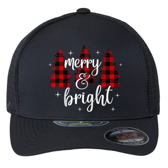 Merry And Bright Matching Family Gifts Xmas Trees Raglan Baseball Flexfit Unipanel Trucker Cap