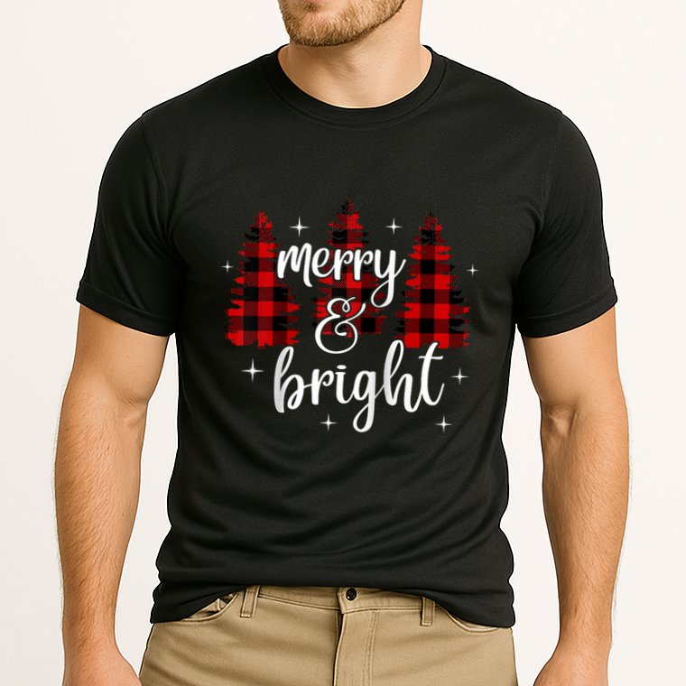 Merry And Bright Matching Family Gifts Xmas Trees Raglan Baseball Performance Shirt