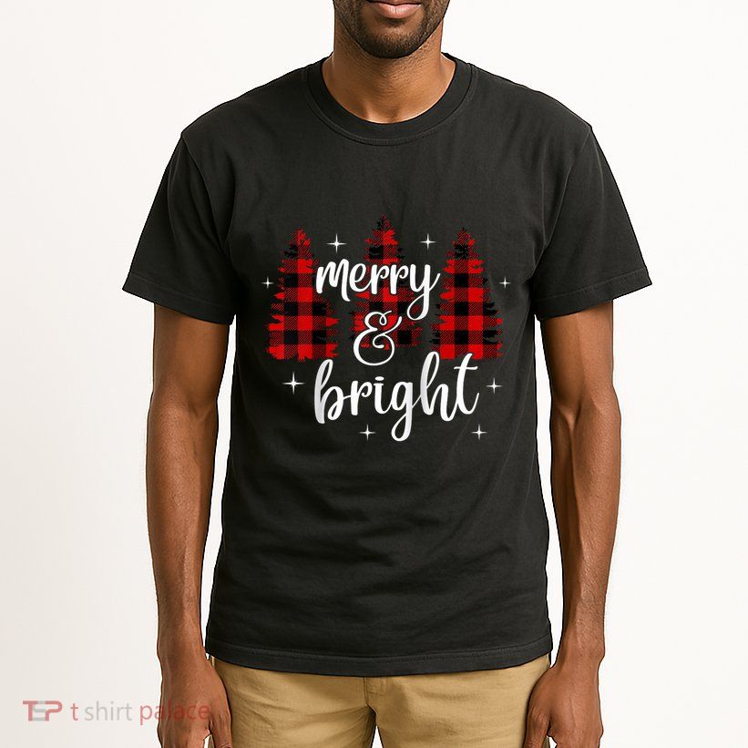 Merry And Bright Matching Family Gifts Xmas Trees Raglan Baseball Tall T-Shirt
