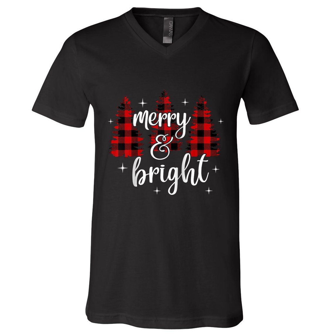 Merry And Bright Matching Family Gifts Xmas Trees Raglan Baseball V-Neck T-Shirt