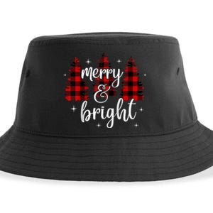 Merry And Bright Matching Family Gifts Xmas Trees Raglan Baseball Sustainable Bucket Hat