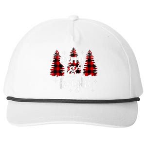 Merry And Bright Matching Family Gifts Xmas Trees Raglan Baseball Snapback Five-Panel Rope Hat