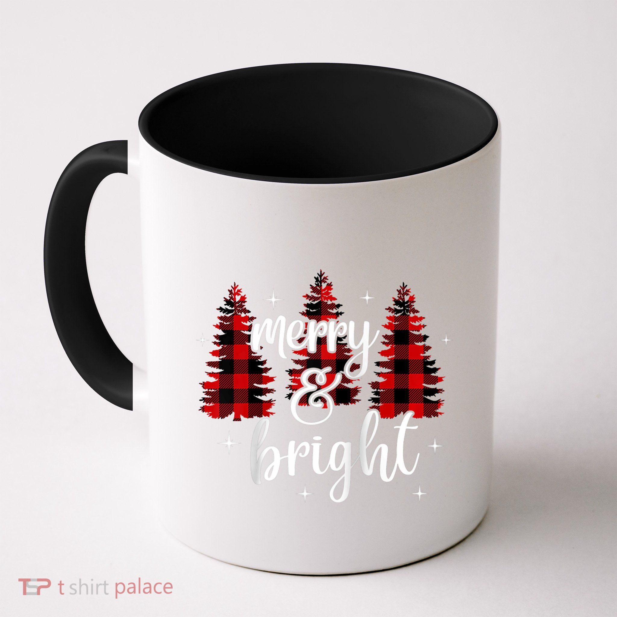 Merry And Bright Matching Family Gifts Xmas Trees Raglan Baseball Mug