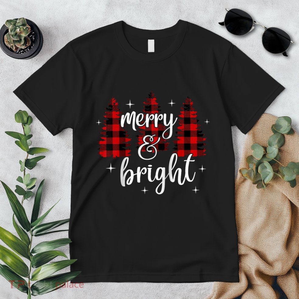 Merry And Bright Matching Family Gifts Xmas Trees Raglan Baseball Premium T-Shirt