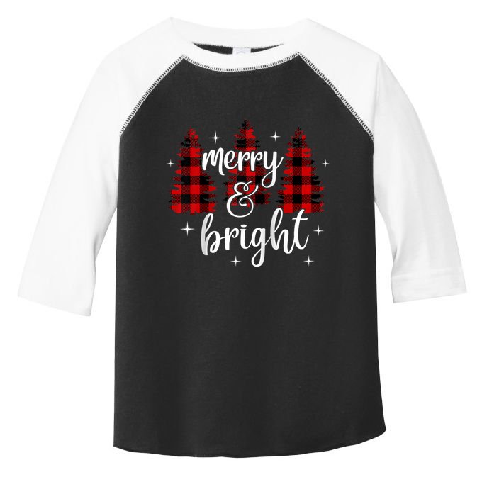 Merry And Bright Matching Family Gifts Xmas Trees Raglan Baseball Toddler Fine Jersey T-Shirt