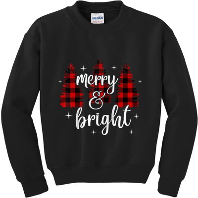 Merry And Bright Matching Family Gifts Xmas Trees Raglan Baseball Kids Sweatshirt