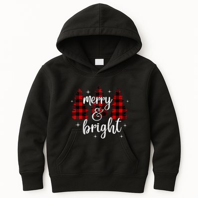 Merry And Bright Matching Family Gifts Xmas Trees Raglan Baseball Kids Hoodie