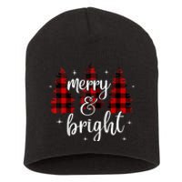 Merry And Bright Matching Family Gifts Xmas Trees Raglan Baseball Short Acrylic Beanie