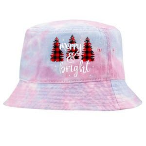 Merry And Bright Matching Family Gifts Xmas Trees Raglan Baseball Tie-Dyed Bucket Hat