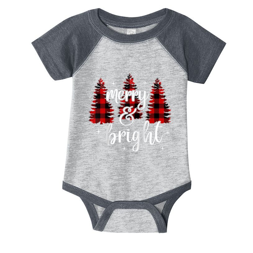 Merry And Bright Matching Family Gifts Xmas Trees Raglan Baseball Infant Baby Jersey Bodysuit