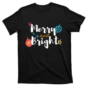 Merry And Bright Christmas Lights Women Xmas Graphic T-Shirt