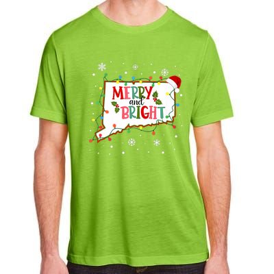 Merry And Bright Christmas Lights Xmas Connecticut State Premium Adult ChromaSoft Performance T-Shirt