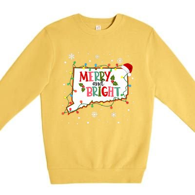 Merry And Bright Christmas Lights Xmas Connecticut State Premium Premium Crewneck Sweatshirt