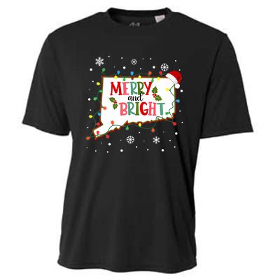 Merry And Bright Christmas Lights Xmas Connecticut State Premium Cooling Performance Crew T-Shirt