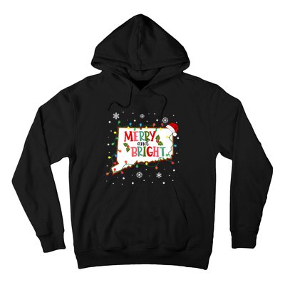 Merry And Bright Christmas Lights Xmas Connecticut State Premium Hoodie