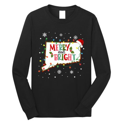 Merry And Bright Christmas Lights Xmas Connecticut State Premium Long Sleeve Shirt