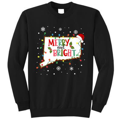 Merry And Bright Christmas Lights Xmas Connecticut State Premium Sweatshirt