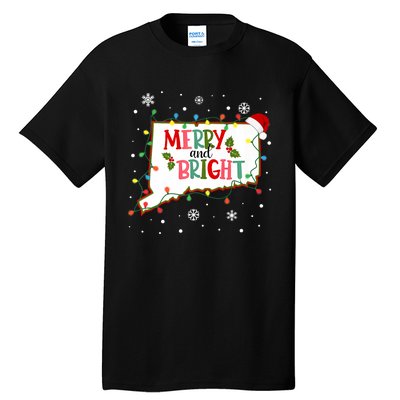 Merry And Bright Christmas Lights Xmas Connecticut State Premium Tall T-Shirt