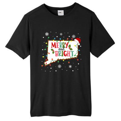 Merry And Bright Christmas Lights Xmas Connecticut State Premium Tall Fusion ChromaSoft Performance T-Shirt