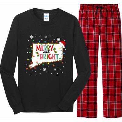 Merry And Bright Christmas Lights Xmas Connecticut State Premium Long Sleeve Pajama Set