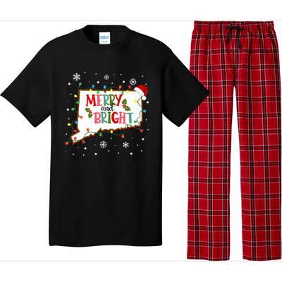 Merry And Bright Christmas Lights Xmas Connecticut State Premium Pajama Set