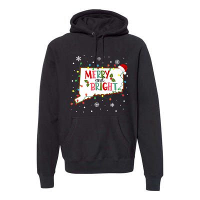 Merry And Bright Christmas Lights Xmas Connecticut State Premium Premium Hoodie