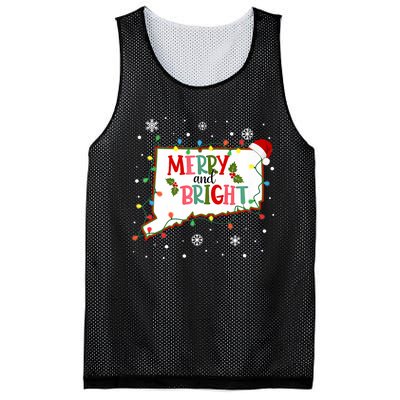 Merry And Bright Christmas Lights Xmas Connecticut State Premium Mesh Reversible Basketball Jersey Tank