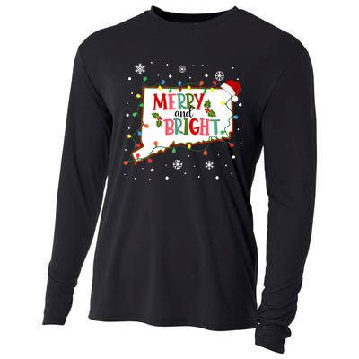 Merry And Bright Christmas Lights Xmas Connecticut State Premium Cooling Performance Long Sleeve Crew