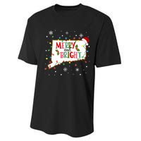 Merry And Bright Christmas Lights Xmas Connecticut State Premium Performance Sprint T-Shirt