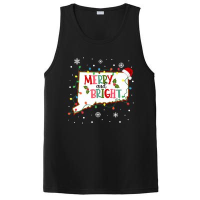 Merry And Bright Christmas Lights Xmas Connecticut State Premium PosiCharge Competitor Tank