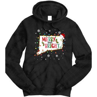 Merry And Bright Christmas Lights Xmas Connecticut State Premium Tie Dye Hoodie